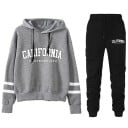 Compleu pentru femei cu inscripții California, pantaloni de trening, hanorac cu glugă, poliester 4