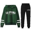 Compleu pentru femei cu inscripții California, pantaloni de trening, hanorac cu glugă, poliester 5