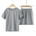 Compleu sportiv băieți cu tricou și pantaloni scurți cu elastic O gât ușor complet de vară pentru copii activi 2
