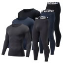 Compleu sportiv pentru bărbați cu pantaloni elastici și imprimeu fashion, tricou cu mânecă lungă și decolteu rotund, poliester 2