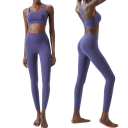 Compleu sportiv pentru femei cu colanți și sutien sportiv, uni, nylon, spandex, confortabil și stilat pentru fitness 17