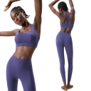 Compleu sportiv pentru femei cu colanți și sutien sportiv, uni, nylon, spandex, confortabil și stilat pentru fitness 7