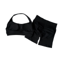 Compleu sportiv pentru femei cu pantaloni scurți și sutien sportiv, uni, nylon, spandex, confortabil și stilat pentru fitness și exerciții 8