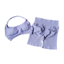 Compleu sportiv pentru femei cu pantaloni scurți și sutien sportiv, uni, nylon, spandex, confortabil și stilat pentru fitness și exerciții 4