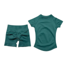 Compleu sportiv pentru femei cu pantaloni scurți și tricou cu mânecă scurtă, uni, nylon, spandex, confortabil și stilat pentru fitness 13