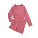 Compleu sportiv pentru femei Pantaloni scurți și tricou cu mânecă lungă Compleu fitness din nylon 6