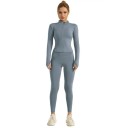 Compleu sportiv pentru femei Tricou cu mânecă lungă și colanți Cu fermoar Compleu fitness uni din poliester și spandex 8