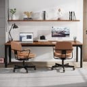 Computertisch 199 cm mit brauner Tischplatte im Holzdesign und schwarzen eckigen Beinen Schreibtisch für zwei Tragfähigkeit bis 90 kg 6