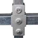 Conector cruzado para perfis metálicos 4-direções 25 × 25 mm prateado para ligação firme de perfis quadrados em estruturas 1