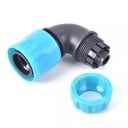 Conector rápido en ángulo para manguera de jardín de 1/2 pulgada 7 x 3,5 cm plástico ABS azul y negro para riego y lavado de coches 2