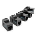 Conector RJ45 CAT 6 para conectar dos cables de red Dos tomas RJ45 Para cables de 22 a 26 AWG Plástico negro ABS y PC Dimensiones 3,3 x 1,6 x 3