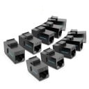 Conector RJ45 CAT 6 pentru conectarea a două cabluri de rețea Două prize RJ45 Pentru cabluri 22 până la 26 AWG Plastic negru ABS și PC 2