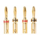 Conectores banana para cables de altavoces Paquete de 4 unidades Fijación del cable con tornillo sin soldadura Color dorado Marcado en rojo y negro 1