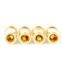 Conectores banana para cabos de altifalantes Conjunto de 4 unidades Fixação do cabo com parafuso sem soldagem Cor dourada Marcação em vermelho e preto 4