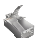 Conectores RJ45 CAT6 pass-through blindados 100un 8P8C dourados 24AWG transparentes para terminação de cabo ethernet para PC router 7