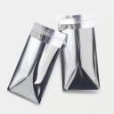 Conjunto 100 unid. sacos plásticos brilhantes autocolantes 8×13 cm cinza prateado com faixa adesiva para embalar joias e pequenos presentes 4