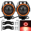 Conjunto 2 unidades de faróis LED para motocicletas 125W Luzes auxiliares IP68 À prova de água 1200lm Iluminação forte Acessórios 3