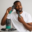 Conjunto 3 em 1 Máquina de Barba Aparador de Cabelo e Máquina de Barba USB Recarregável Duração até 250 minutos 9 pentes 1–12 mm Para barbear 5