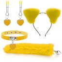 Conjunto 4 em 1 tiara com orelhas colar coração clipes para mamilos plugue anal metálico com cauda embalagem discreta 6
