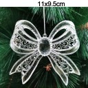 Conjunto 5 pcs de decorações plásticas transparentes para árvore de Natal em forma de laço 11 x 9,5 cm 2