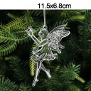 Conjunto 5 pcs de enfeites de Natal em plástico transparente em forma de fada 11,5 x 6,8 cm Pendurar com cordão na árvore de Natal 2