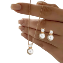 Conjunto brilhante de casamento para mulheres Colar e brincos Joias elegantes para ocasiões especiais como presente romântico para a noiva 1