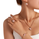 Conjunto Carismático Colar Brincos Pulseira Anel Liga de Zinco Conjunto Feminino Elegante Versátil 3