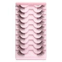 Conjunto de 10 pares de pestanas artificiais Pestanas artificiais meia Conjunto para extensão de pestanas Pestanas autocolantes com aparência natural 8