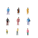 Conjunto de 100 figuras plásticas 1:100 Altura 14–19 mm Figuras mini pintadas Homens e mulheres Várias poses para diorama 1
