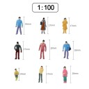 Conjunto de 100 figuras plásticas 1:100 Altura 14–19 mm Figuras mini pintadas Homens e mulheres Várias poses para diorama 2