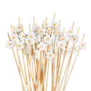 Conjunto de 100 unidades de espetos decorativos de bambu com motivo floral 12 cm Decorações descartáveis para casamentos, aniversários, festas e buffet festivo 3