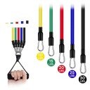 Conjunto de 11 pcs de elásticos de resistência coloridos com pegas e acessórios para treino em casa 3