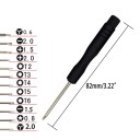 Conjunto de 12 pcs de mini chaves de fenda para reparação de telemóveis Ferramentas precisas para trabalho delicado Vários tipos de pontas Chave de fenda 82 mm 2