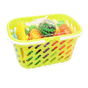 Conjunto de 18 brinquedos de cozinha para crianças com frutas, legumes, outros alimentos, cesto de compras, faca, tábua de corte dupla face e prato 1