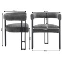 Conjunto de 2 cadeiras de jantar com braços, assentos estofados, pernas metálicas, dimensões 61,5 x 72 x 51,5 cm, capacidade de carga 150 kg 3