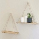 Conjunto de 2 estantes colgantes de madera natural Estantes colgantes con cuerdas Decoración de pared minimalista Estilo loft boho 2