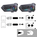Conjunto de 2 intercomunicadores Bluetooth P10X com microfones suaves alcance 1000 m duração 30 h indicação LED IPX6 cancelamento de ruído para dois capacetes integrais 3