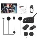 Conjunto de 2 intercomunicadores V4 Plus Bluetooth 5.1 IP65 4 motociclistas 1500 m som HIFI rádio FM audição simultânea de Música e Intercomunicador 3