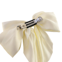 Conjunto de 2 laços de cetim para cabelo 36 x 21 cm Preto e branco Acessório capilar elegante Acessório estiloso Brilho suave Conforto no uso 2