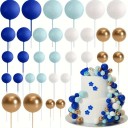 Conjunto de 20 unidades de decorações para bolos Mistura de cores Bolas redondas Decoração de aniversário para bolos Adornos em espuma 2