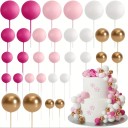 Conjunto de 20 unidades de decorações para bolos Mistura de cores Bolas redondas Decoração de aniversário para bolos Adornos em espuma 3