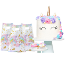 Conjunto de 25 sacos de plástico 16,5×25 cm com tema de unicórnio para festas de aniversário de crianças, presentes, doces e decorações de festas de meninas 3