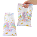 Conjunto de 25 sacos de plástico 16,5×25 cm com tema de unicórnio para festas de aniversário de crianças, presentes, doces e decorações de festas de meninas 4