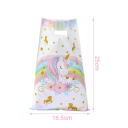 Conjunto de 25 sacos de plástico 16,5×25 cm com tema de unicórnio para festas de aniversário de crianças, presentes, doces e decorações de festas de meninas 5