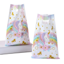 Conjunto de 25 sacos de plástico 16,5×25 cm com tema de unicórnio para festas de aniversário de crianças, presentes, doces e decorações de festas de meninas 7