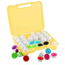 Conjunto de 26 ovos educativos 4,5 x 5 cm em caixa Números 0–20 e sinais matemáticos Jogo sensorial de classificação para crianças Desenvolvimento 2