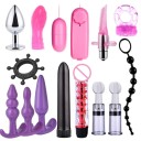 Conjunto de 26 peças de brinquedos eróticos BDSM para bondage intensas brincadeiras com algemas, chicotes, vibradores, pinças e outros 19