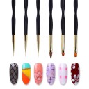 Conjunto de 3 pincéis cosméticos duplos 17–17,6 cm Canetas profissionais para pintura de unhas Pincel fino para verniz Pincel mais largo para acrílico 2