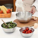 Conjunto de 3 taças de aço inoxidável para cozinhar com marcas de volume Taças de cozinha em aço inoxidável Taças de mistura para massa Ingredientes e preparação de pratos 2