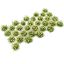 Conjunto de 32 unidades de tufos de flores de relva Miniarbustos verdes com flores brancas Decoração para dioramas e paisagens em miniatura 2